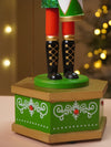 13 Inches Musical Green Wooden Drummer Nutcracker, Christmas Table Décor