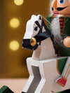 Royal Green Wooden Nutcracker on Rocking Horse, Christmas Table Decor & Tree Ornament, 5.45 inches ht