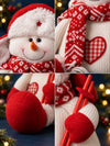 Red & White Woolen Heart Snowman Christmas Gift & Soft Toy