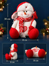 Red & White Woolen Heart Snowman Christmas Gift & Soft Toy