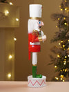 15 Inches Red, Green & White Wooden Flutist Nutcracker Christmas Table Décor