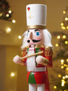 15 Inches Red, Green & White Wooden Flutist Nutcracker Christmas Table Décor