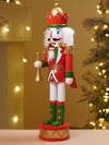 15 Inches Red, Green & White Wooden Trumpeter Nutcracker Christmas Table Décor,