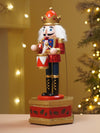 13 Inches Musical Red Wooden Drummer Nutcracker, Christmas Table Décor