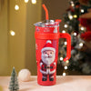 Red Santa Vacum Insulated Stainless Steel Tumbler With Lid And Stainless Steel Straw | 1.2 Litres
