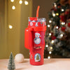 Red Santa Vacum Insulated Stainless Steel Tumbler With Lid And Stainless Steel Straw | 1.2 Litres
