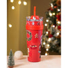 Red Santa Vacum Insulated Stainless Steel Tumbler With Lid And Stainless Steel Straw | 1.2 Litres