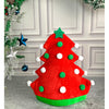 3D Red Pompom Christmas Tree Shaped Velvet Plush Party Hat