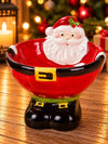 Santa Shaped Ceramic Christmas Serving Bowl, 4.6 inches height