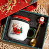 Santa In His Sleigh, Christmas Mug With Lid And 3D Santa Gold Stainless Steel Spoon Gift Box Set
