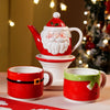 Santa Themed 3Pcs Teapot And Hot Chocolate & Coffee Christmas Mugs Set