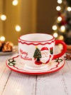 3D Santa with Christmas Tree Ceramic Cup & Saucer Set