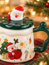 Santa & Christmas Tree Ceramic Hot Chocolate and Coffee Christmas Mug with 3D Spoon