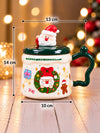 Santa & Wreath Ceramic Hot Chocolate and Coffee Christmas Mug with 3D Spoon