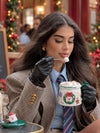 Santa & Wreath Ceramic Hot Chocolate and Coffee Christmas Mug with 3D Spoon