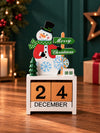 Snowman Wooden Block Calendar Christmas Table Décor