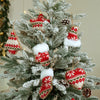 5.9 feet Snow Cherry thick rounded Leaf, Dense Christmas Tree, with free 6 Big size Knitted Ornaments, 180 cm with 850 Branch tips