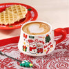 Snowman With Santa Christmas Themed Ceramic Cup & Saucer With 3D Christmas Tree Spoon Gift Box Set
