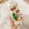 Christmas Tree & Bear Cupcake, Xmas Themed Stainless Steel Coffee/Water Tumbler Bottle | 500Ml With Free Cleaning Brush