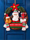 14 Inches Trio Santa, Reindeer & Snowman Wreath for Wall & Door hanging Home Décor