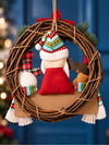 14 Inches Trio Santa, Reindeer & Snowman Wreath for Wall & Door hanging Home Décor