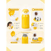 Reindeer Design, Two Lid Series with Plush Cover, Stainless Steel Water Bottle & Hot thermos flask for Kids and Toddlers, 600ml