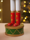 15 Inches White Fur Hat Wooden Drummer Nutcracker Christmas Table Décor