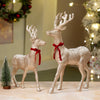 2Pcs White Sequence Gold Reindeer | 18 Inches & 15 Inches