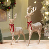 2Pcs White Sequence Gold Reindeer | 18 Inches & 15 Inches