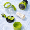Green Black 4 in 1 Water Bottle , infuser & mini snack box | 1000ml