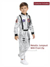 Shiny Silver Astronaut, Unisex Halloween Costume Fancy Dress Up for Kids
