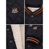 Black Brown Tiny Bear Quilted Sherpa Winter Jacket