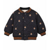 Black Brown Tiny Bear Quilted Sherpa Winter Jacket