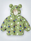 Sage Green Puppy & Cloud Quilted Hooded Winter Jacket for Kids