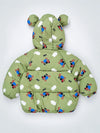 Sage Green Puppy & Cloud Quilted Hooded Winter Jacket for Kids