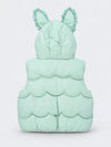 Green Bunny-Themed Quilted Hooded Sleeveless Winter Jacket for Kids