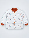 Ivory & Brown Plane Quilted Bomber Winter Jacket for Kids