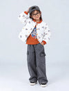 Ivory & Brown Plane Quilted Bomber Winter Jacket for Kids