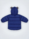 Navy Blue Bear-Ear Faux-Fur Hooded Quilted Winter Jacket for Kids