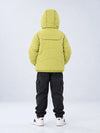 Olive Green Dino-Themed Quilted Hooded Winter Jacket for Kids