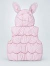Peach Bunny-Themed Quilted Hooded Sleeveless Winter Jacket for Kids