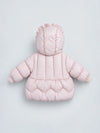 Peach Butterfly Heart Quilted Hooded Winter Jacket for Kids