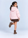 Peach Butterfly Heart Quilted Hooded Winter Jacket for Kids