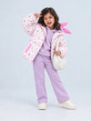 Pink Bunny Flower Quilted Hooded Winter Jacket for Kids