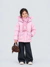 Pink Bunny Glitter Quilted Hooded Winter Jacket with Muffler for Kids