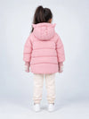 Pink Cat Glitter Quilted Hooded Winter Jacket with Mittens for Kids