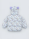 Cream & Purple Happy Girl Quilted Hooded Winter Jacket for Kids