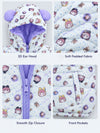Cream & Purple Happy Girl Quilted Hooded Winter Jacket for Kids