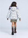 Cream & Purple Happy Girl Quilted Hooded Winter Jacket for Kids