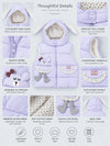 Purple Polka Dots Cute Character-Themed Quilted Hooded Sleeveless Winter Jacket for Kids